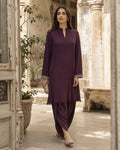 Sana Plum Cotton-Blend Office Suit — Plum Pakistani luxury pret suit by Veera Studio, view 1