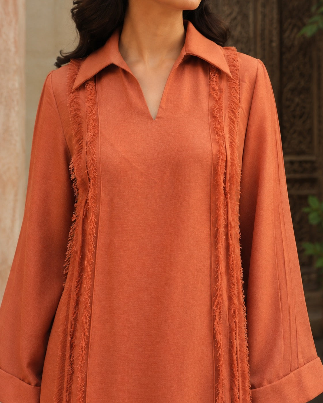 Aiza Rust Embroidered Set