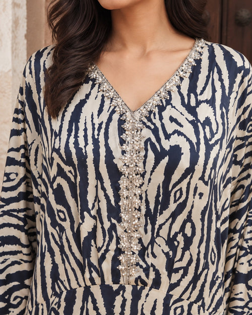 Alina Monochrome Silk Kaftan
