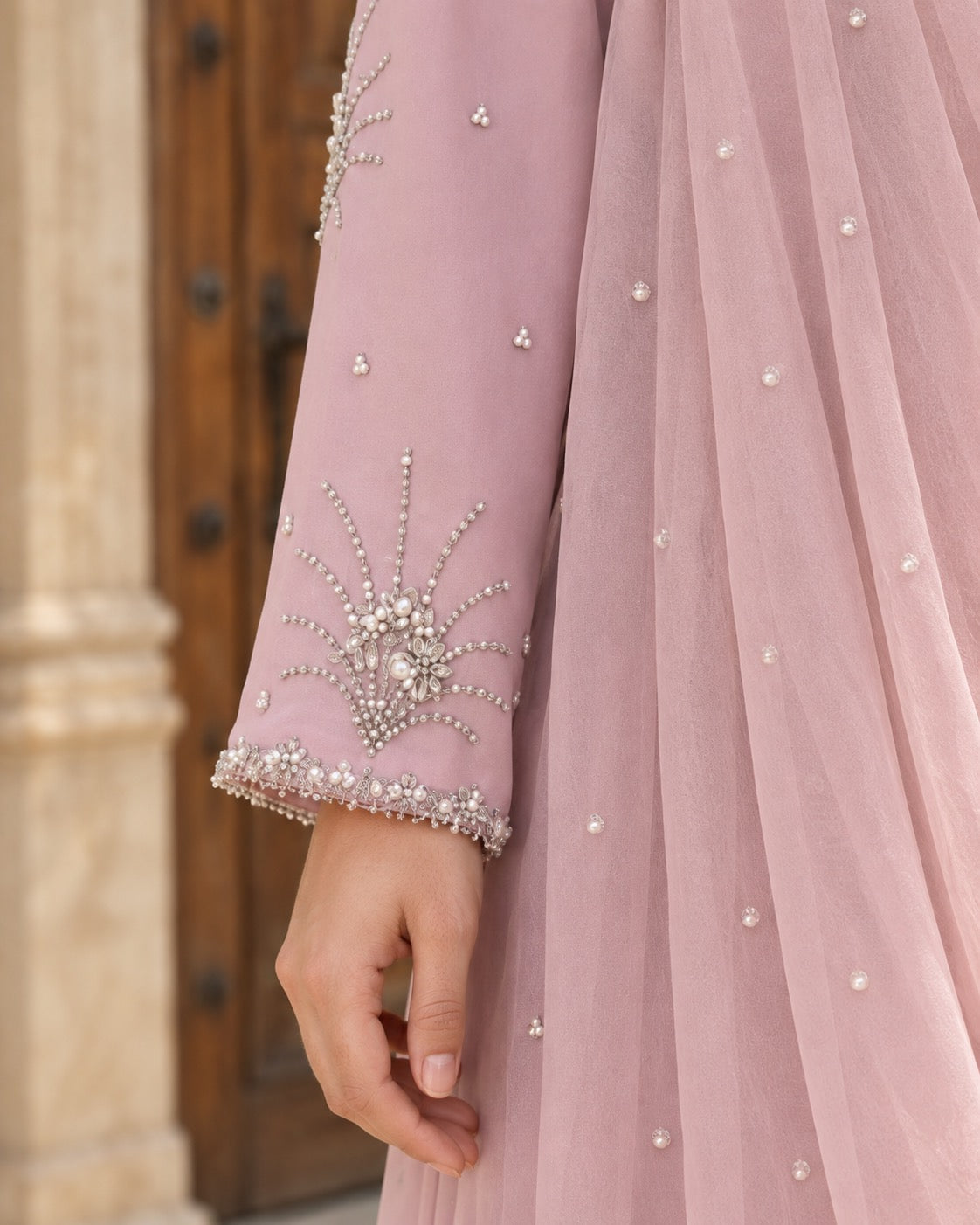 Anaya Blush Embroidered Three-Piece