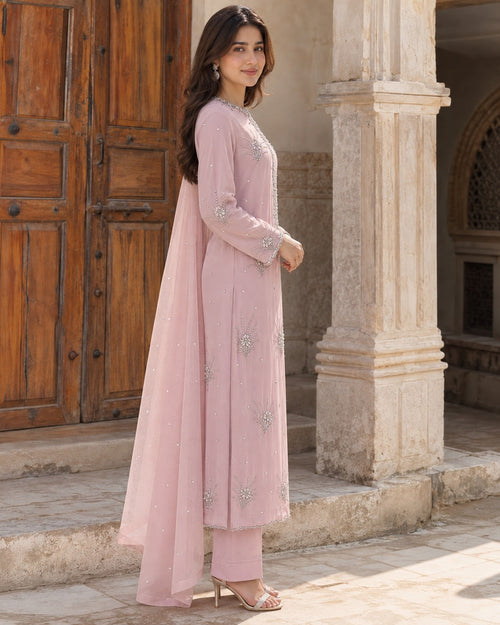 Anaya Blush Embroidered Three-Piece