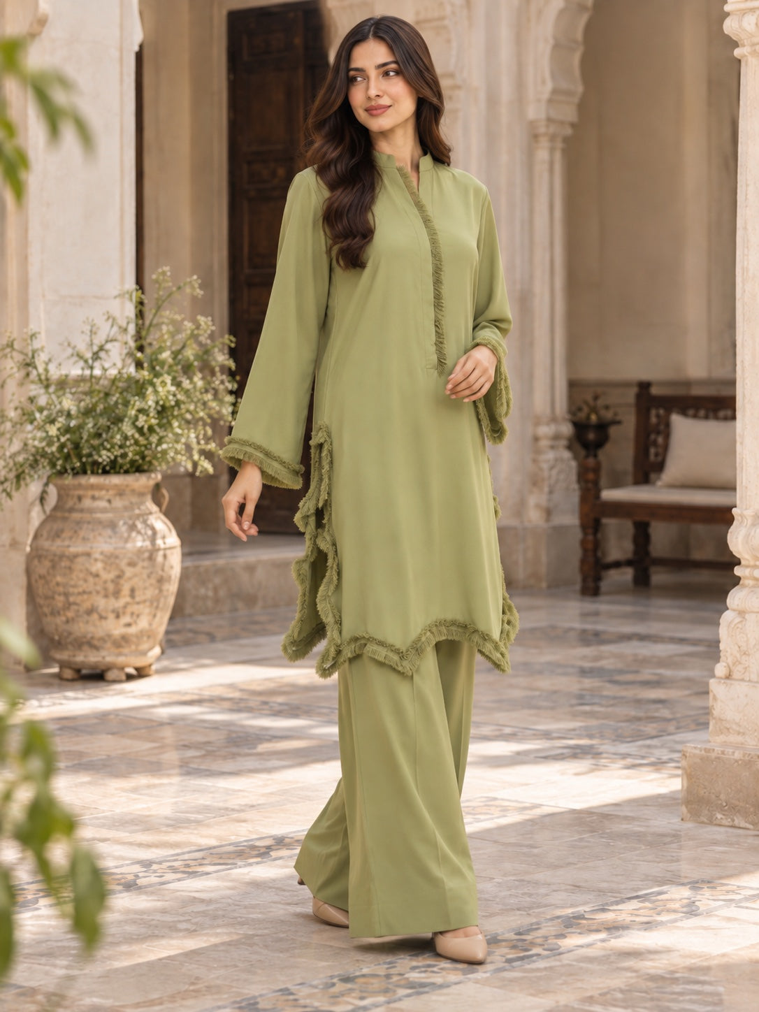 Ayla Olive Fringe Co-ord Set - image 3