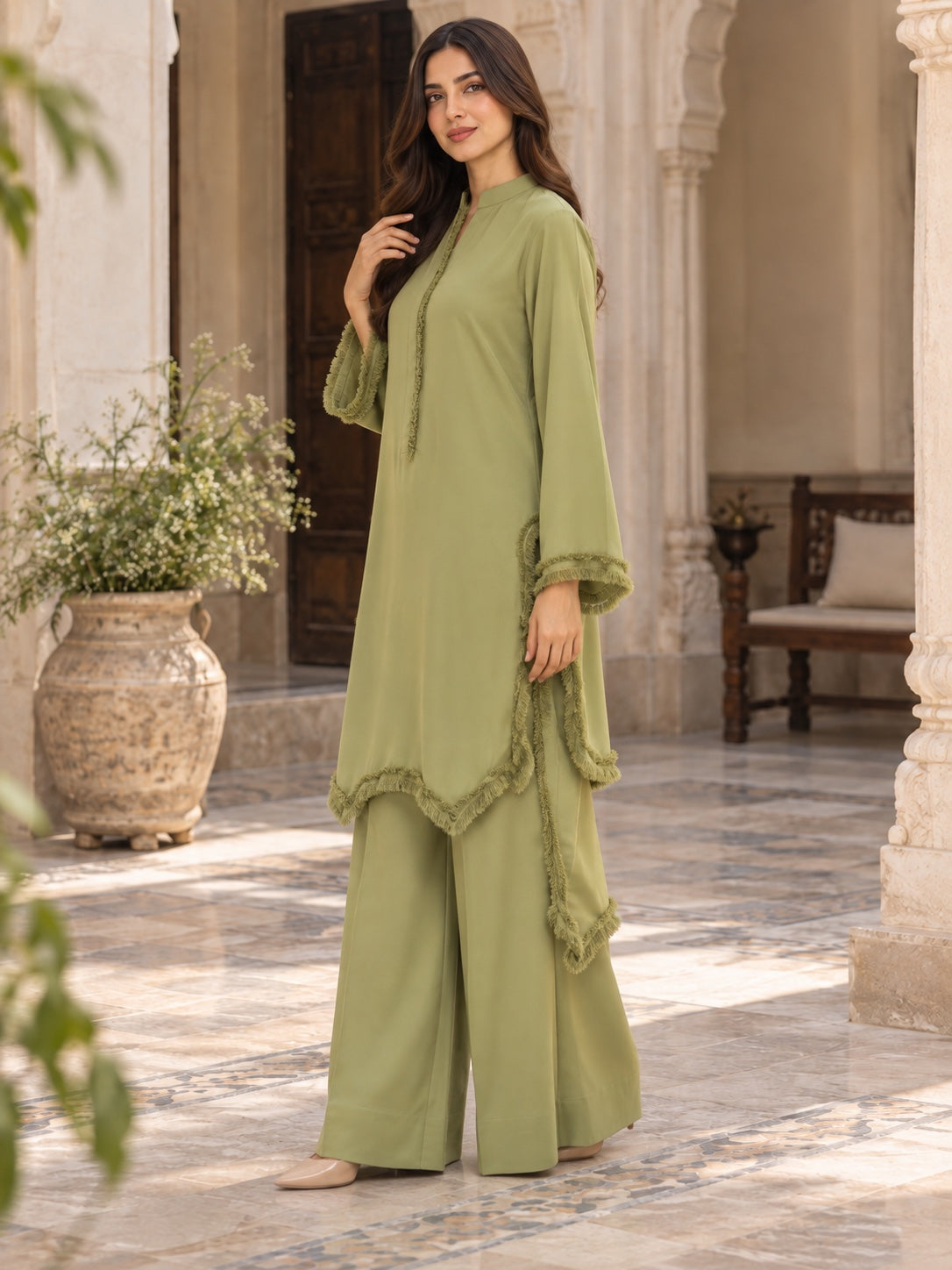 Ayla Olive Fringe Co-ord Set - image 4