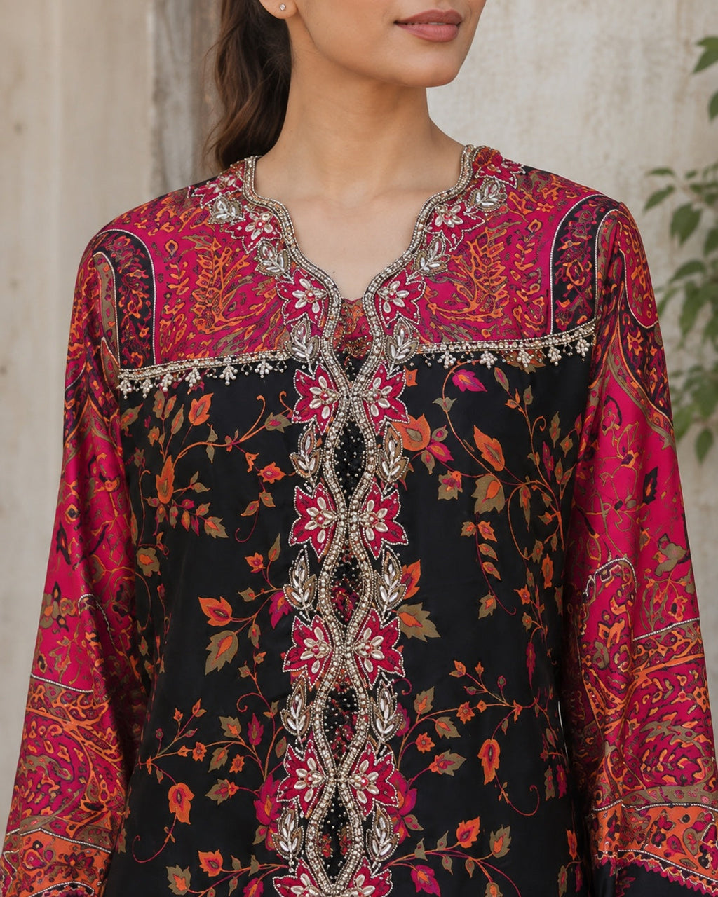 Gulnaar Black Printed Kaftan