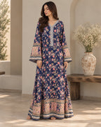 Mahveen Navy Floral Kaftan - image 1