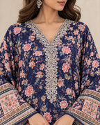 Mahveen Navy Floral Kaftan - image 4