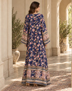 Mahveen Navy Floral Kaftan