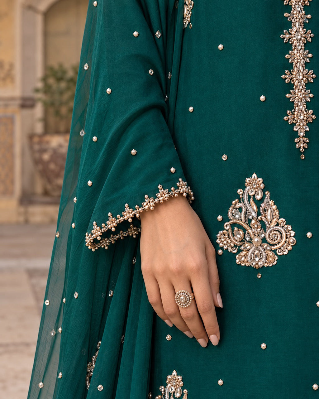 Marziya Emerald Shamoz Silk Suit