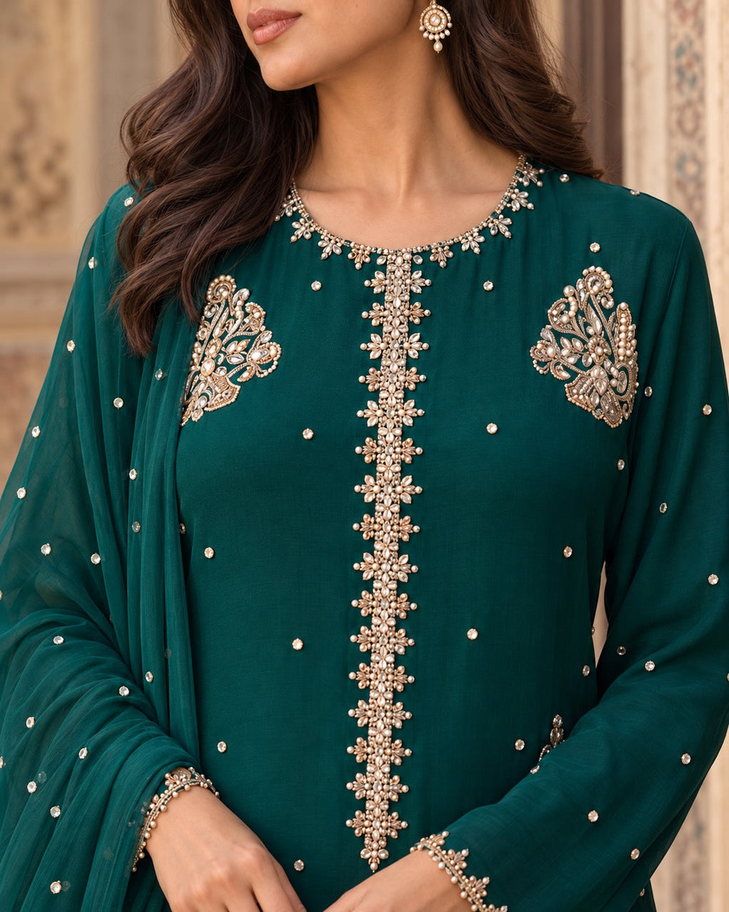 Marziya Emerald Shamoz Silk Suit