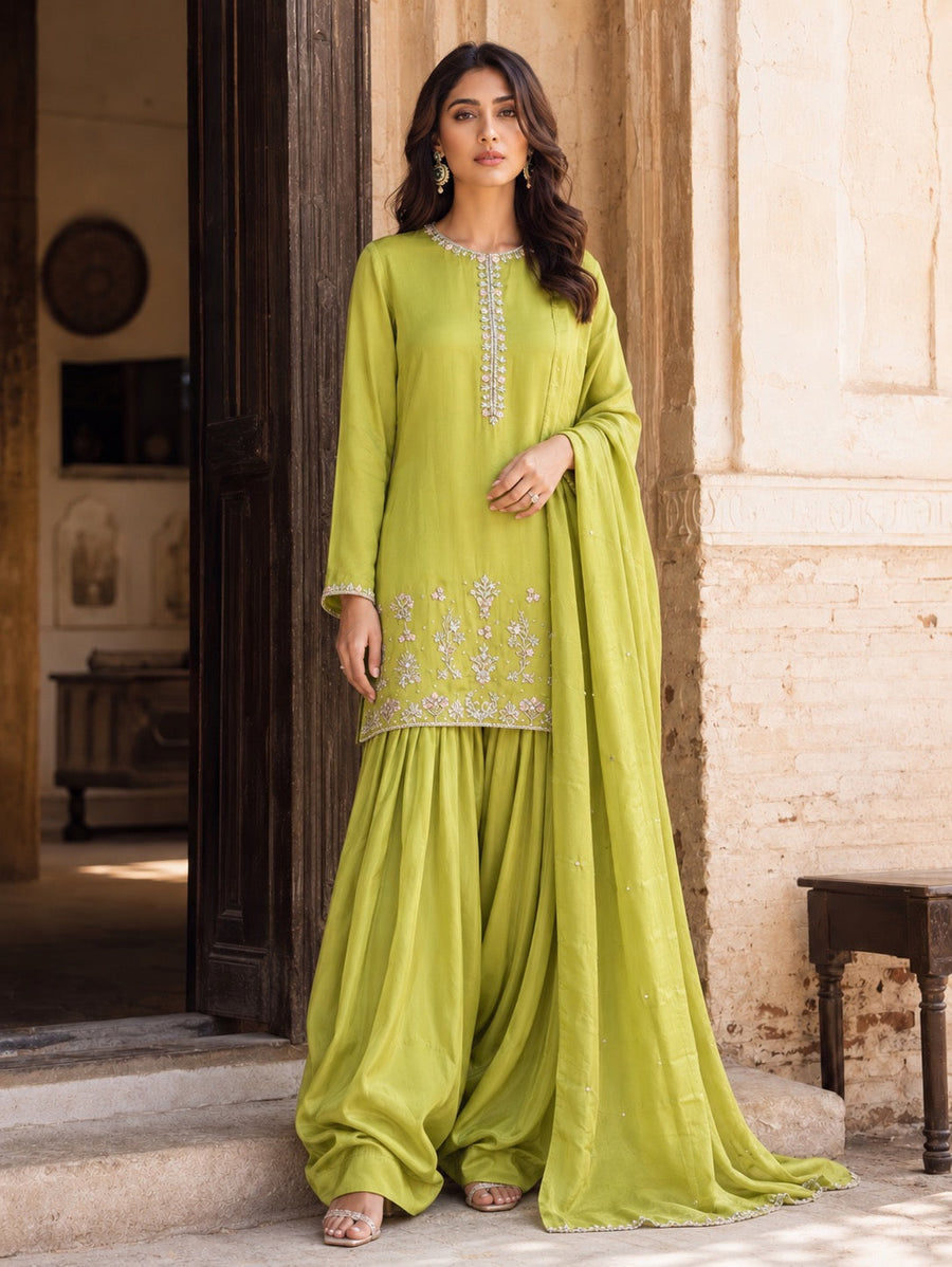 Meerab Lime Farshi Shalwar Suit