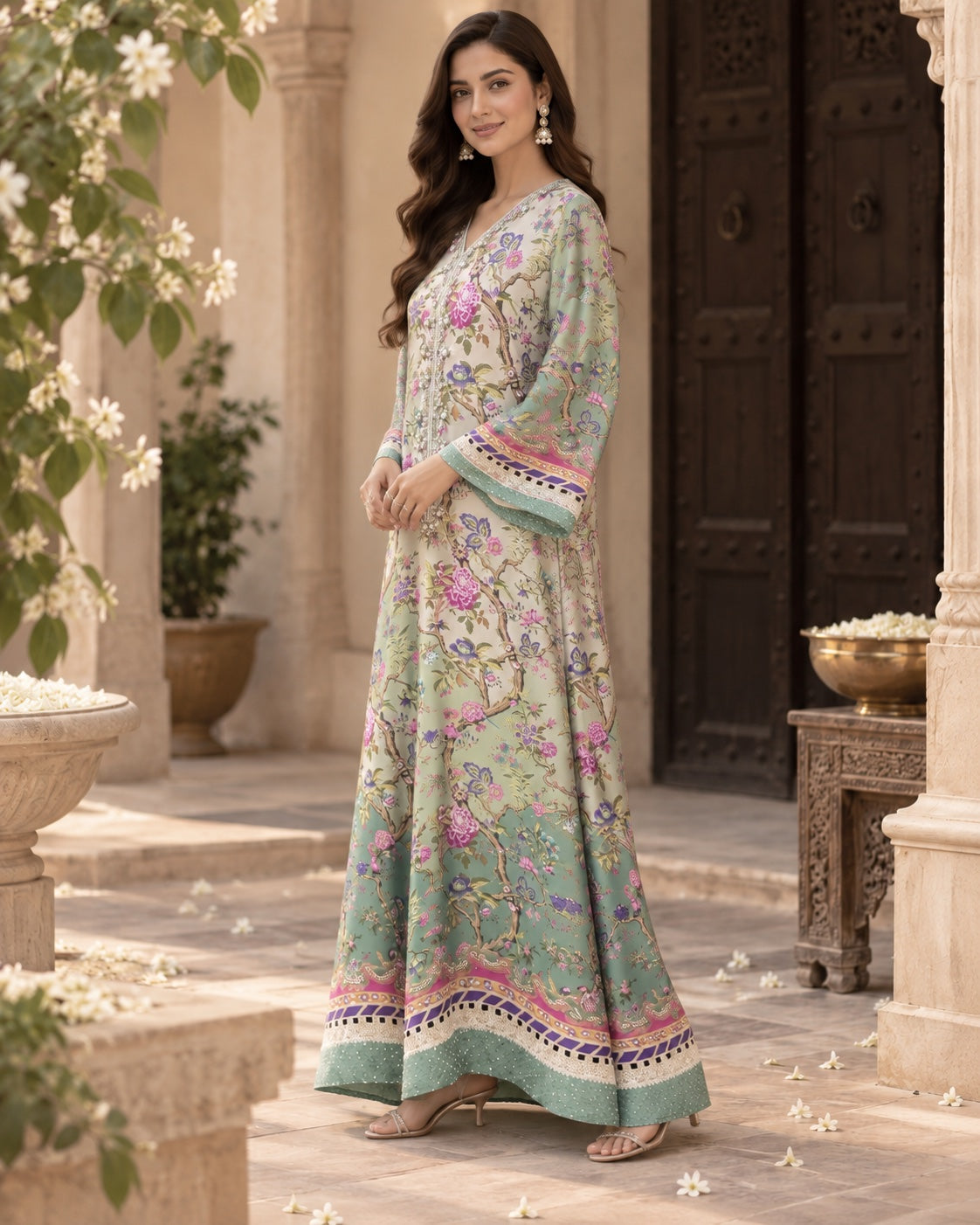 Meher Mint Floral Kaftan - image 2