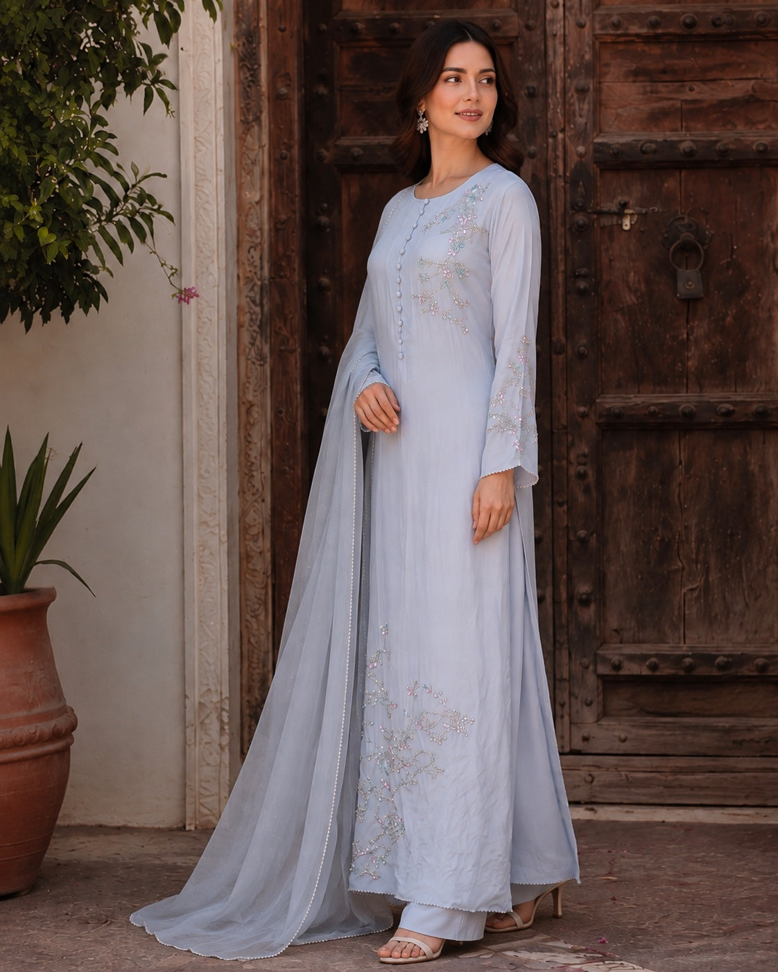 Neelum Powder Blue Three-Piece
