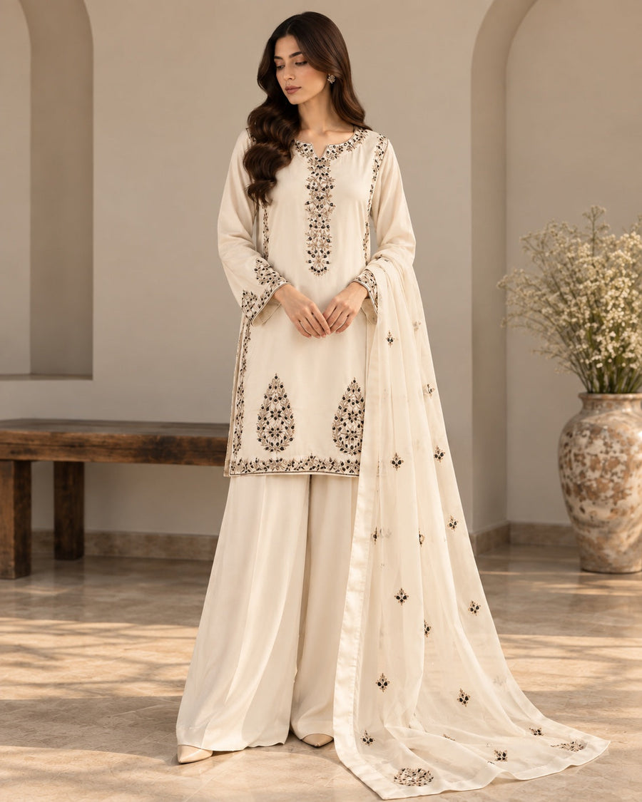 Noor Ivory Crystal Three-Piece