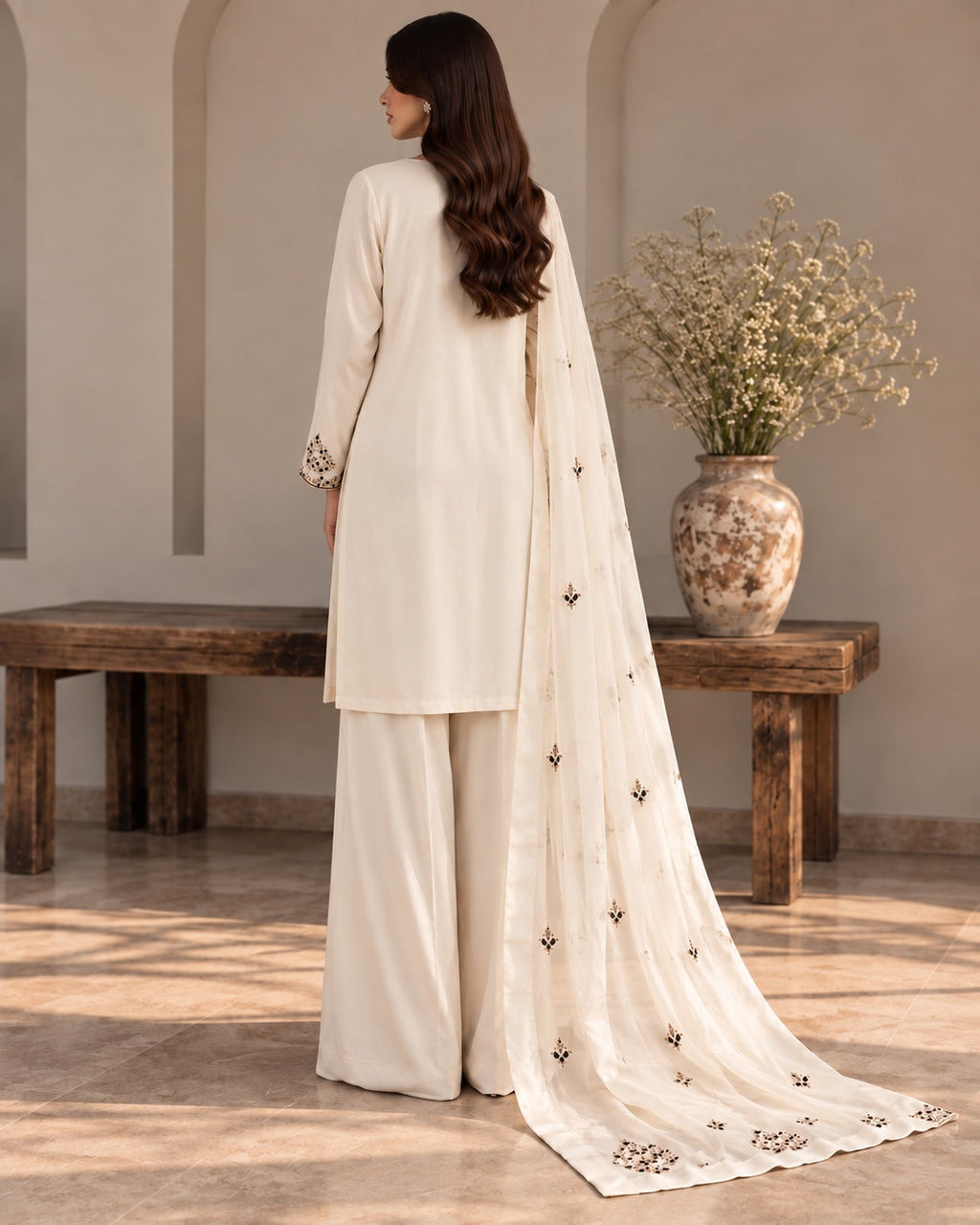 Noor Ivory Crystal Three-Piece