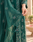Rania Emerald Embroidered Four-Piece