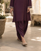 Sana Plum Self-Silk Set