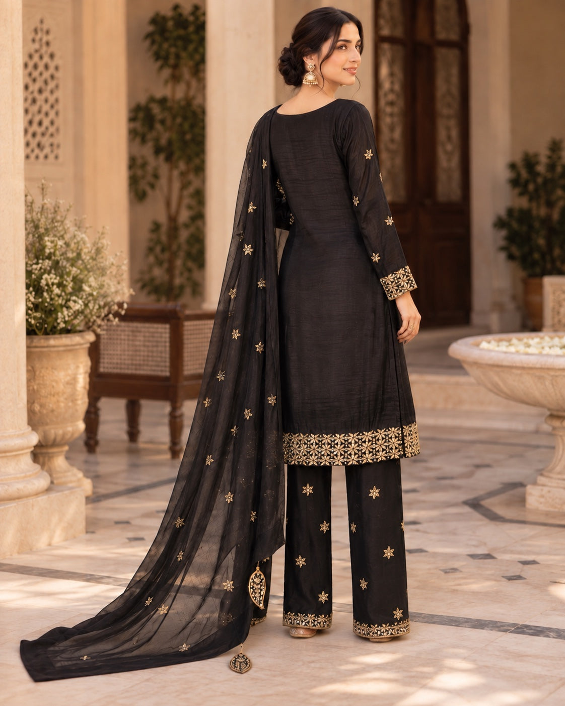 Zoya Black Gota Three-Piece